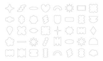 Thin lined abstract hand drawn geometric shapes and doodle objects including oval rectangle line flower and bling Perfect for branding packaging prints and social media posts vector