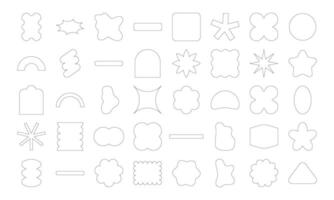 Lined abstract hand drawn geometric shapes and doodle objects including oval rectangle line flower and bling Perfect for branding packaging prints and social media posts vector