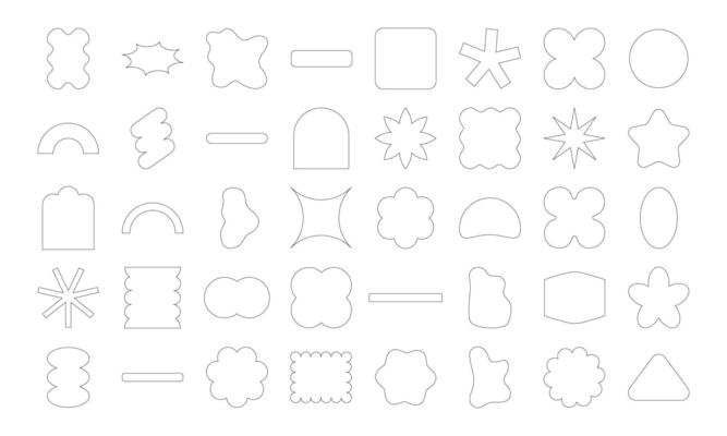 Lined abstract hand drawn geometric shapes and doodle objects including oval rectangle line flower and bling Perfect for branding packaging prints and social media posts