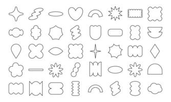 Hand drawn abstract geometric shapes with bold lines including oval rectangle line flower and bling Perfect for branding packaging prints and social media posts vector
