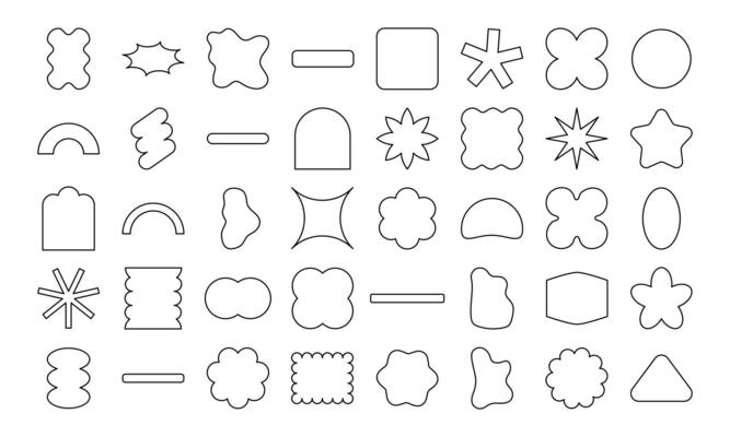 Bold Hand Drawn Abstract Geometric Shapes with Floral and Decorative Elements