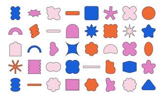 Outlined Abstract Geometric Shapes with Floral and Decorative Elements vector
