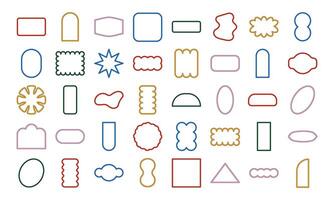 Colorful Lined Abstract Geometric Shapes with Floral and Decorative Elements vector