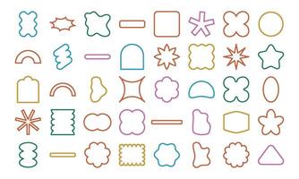 Colorful Hand Drawn Lined Abstract Shapes with Geometric and Floral Elements vector