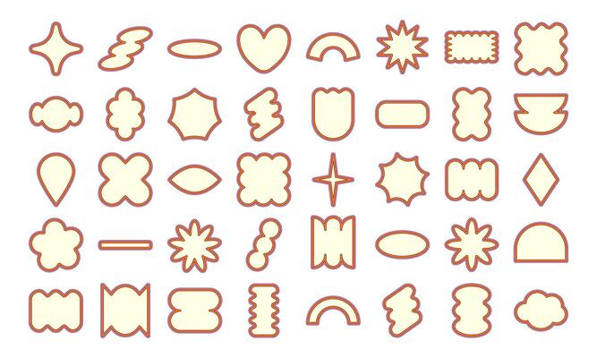 Colorful Hand Drawn Geometric Shapes with Abstract and Floral Elements