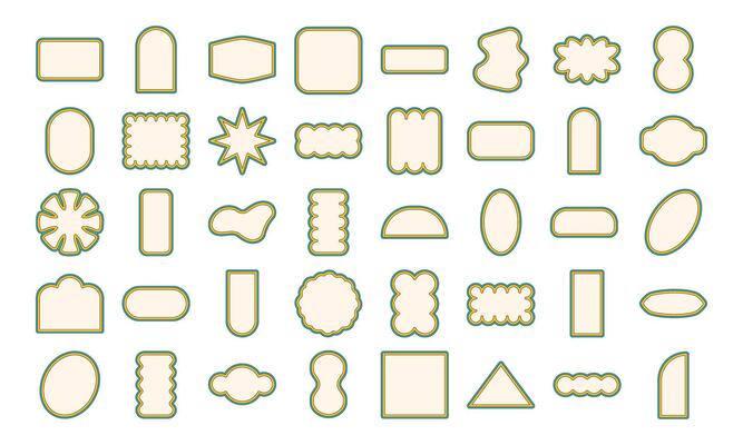 Retro Inspired Abstract Geometric Shapes with Floral and Decorative Elements