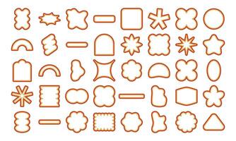 Lined colorful abstract geometric shapes including oval rectangle line flower and sparkle Perfect for branding packaging prints and social media posts vector
