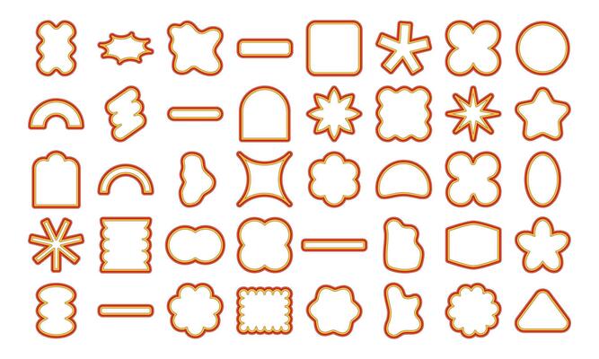 Lined colorful abstract geometric shapes including oval rectangle line flower and sparkle Perfect for branding packaging prints and social media posts