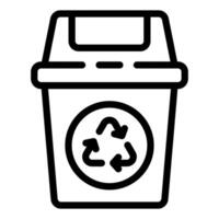 A black and white image of a trash can with a recycle symbol vector
