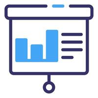 A presentation icon with a bar chart vector