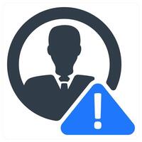 A man in a suit is shown with a blue warning sign vector