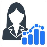 A woman holding a graph bar with a woman in a suit vector