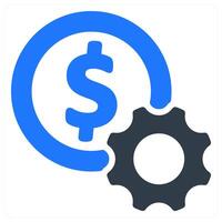 The icon of a dollar sign and a gearwheel vector