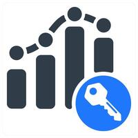 Key icon with a bar chart and a key vector