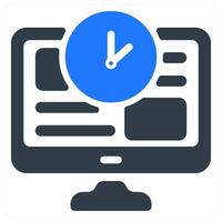 A computer monitor with a clock on it vector