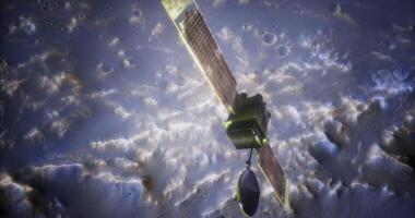 Global surveyor satellite providing detailed images of planetary surface video