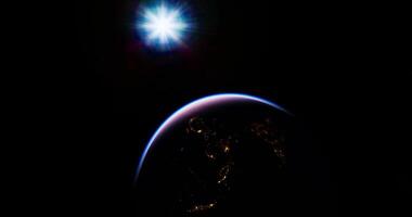 Stunning view of Earth from space with sunlight illuminating the planet video