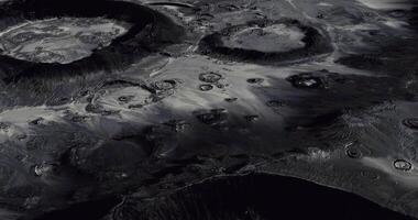 Craters on the surface of the moon illuminated by distant sunlight video