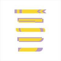 A set of yellow and purple stripes on a white background vector