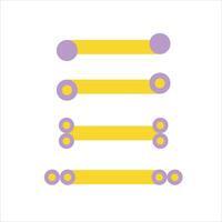 A line of yellow and purple dots on a white background vector
