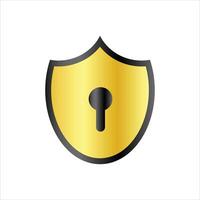 A golden shield with a keyhole vector