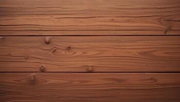 A close-up of a wooden surface featuring rich brown tones and distinct grain patterns, providing a warm, rustic feel, ideal for interior designs or natural-themed projects. photo