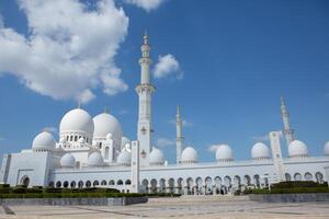 the main facade of the grand mosque in sbu dhabi, uae photo