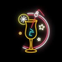 Cocktail Bar Sign with Neon Text Lights Effect with Alpha Animation video