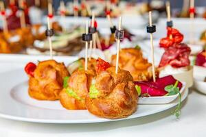 Delicious Catering Food Buffet with Assorted Dishes photo