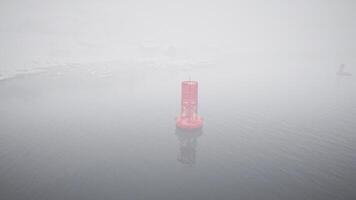 Red Metal Buoy Floating in Cold Norwegian Sea video
