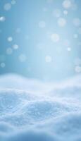 Fresh Snow Texture with Bokeh on Blue Gradient Background photo