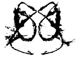 Rorschach ink blot test. Symmetrical abstract black ink stains. Psycho diagnostic for silhouette spot. Isolated on white background vector
