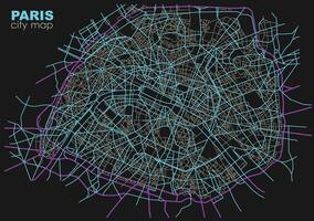 Paris France monochrome line city map. Plan of streets, urban background. Scheme with separated layers vector