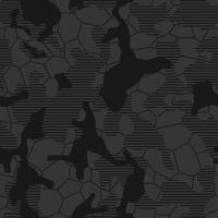 Geometric urban camouflage, seamless pattern. Abstract modern camo, dark black modern military texture background vector
