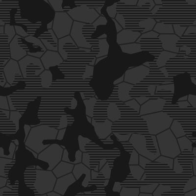 Geometric urban camouflage, seamless pattern. Abstract modern camo, dark black modern military texture background