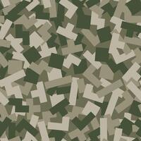 Geometric camouflage seamless pattern. Khaki design style for t-shirt. Military texture debris shape pattern, camo clothing while hunting illustration. vector