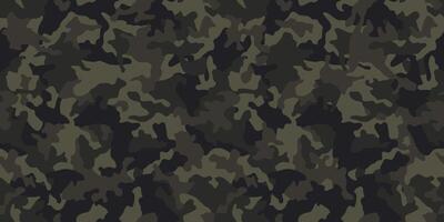 Camouflage pattern, seamless background. Classic military clothing style. Masking camo repeat print. Dark green khaki texture vector