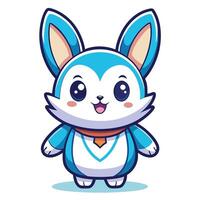 a cartoon blue bunny with big ears vector