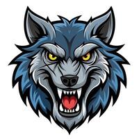 an angry wolf head with a red mouth vector