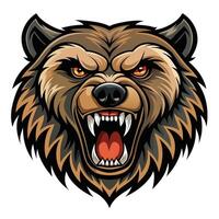 a bear head with open mouth and fangs vector