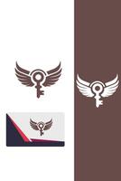 Unlock Key Wings Logo Design vector