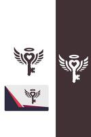 Aerial Unlocking Key Wings Logo vector