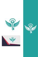 Feather Key Wings Logo vector