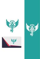 Feather Lock Key Wings Logo vector