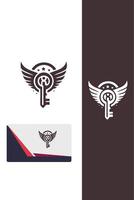 Sky Unlock Key Wings Logo vector