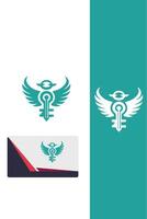 Lifted Key Wings Logo Design vector