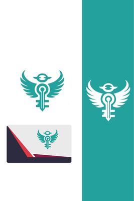 Lifted Key Wings Logo Design