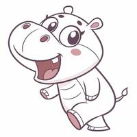 a cartoon hippo is running and smiling vector