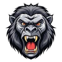 angry gorilla head with open mouth white background vector