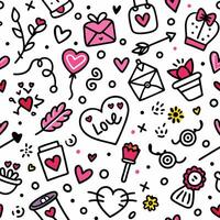 seamless valentine's day pattern with hearts, hearts, and other items vector